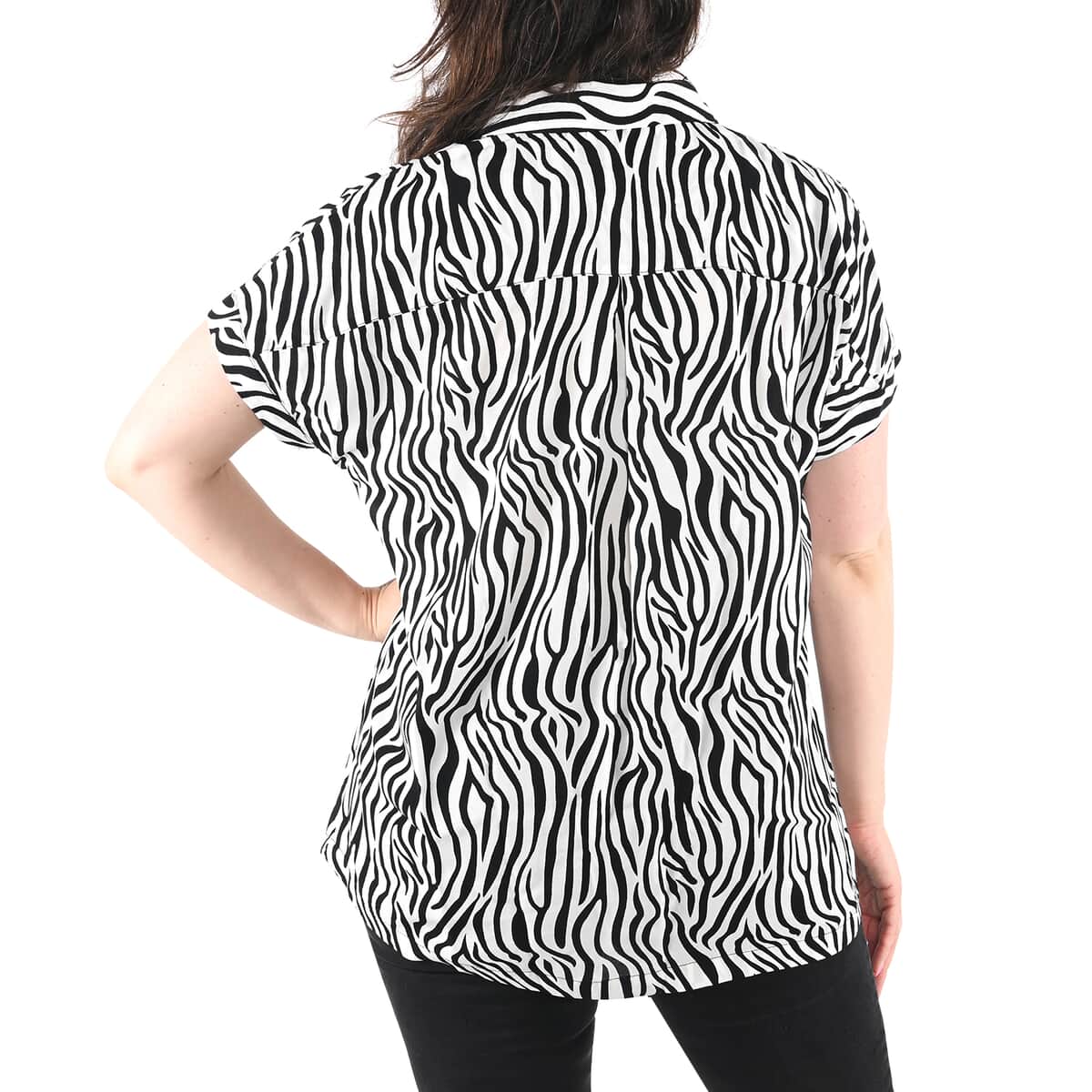 Black Zebra Print 100% Polyester Top - Medium image number 1