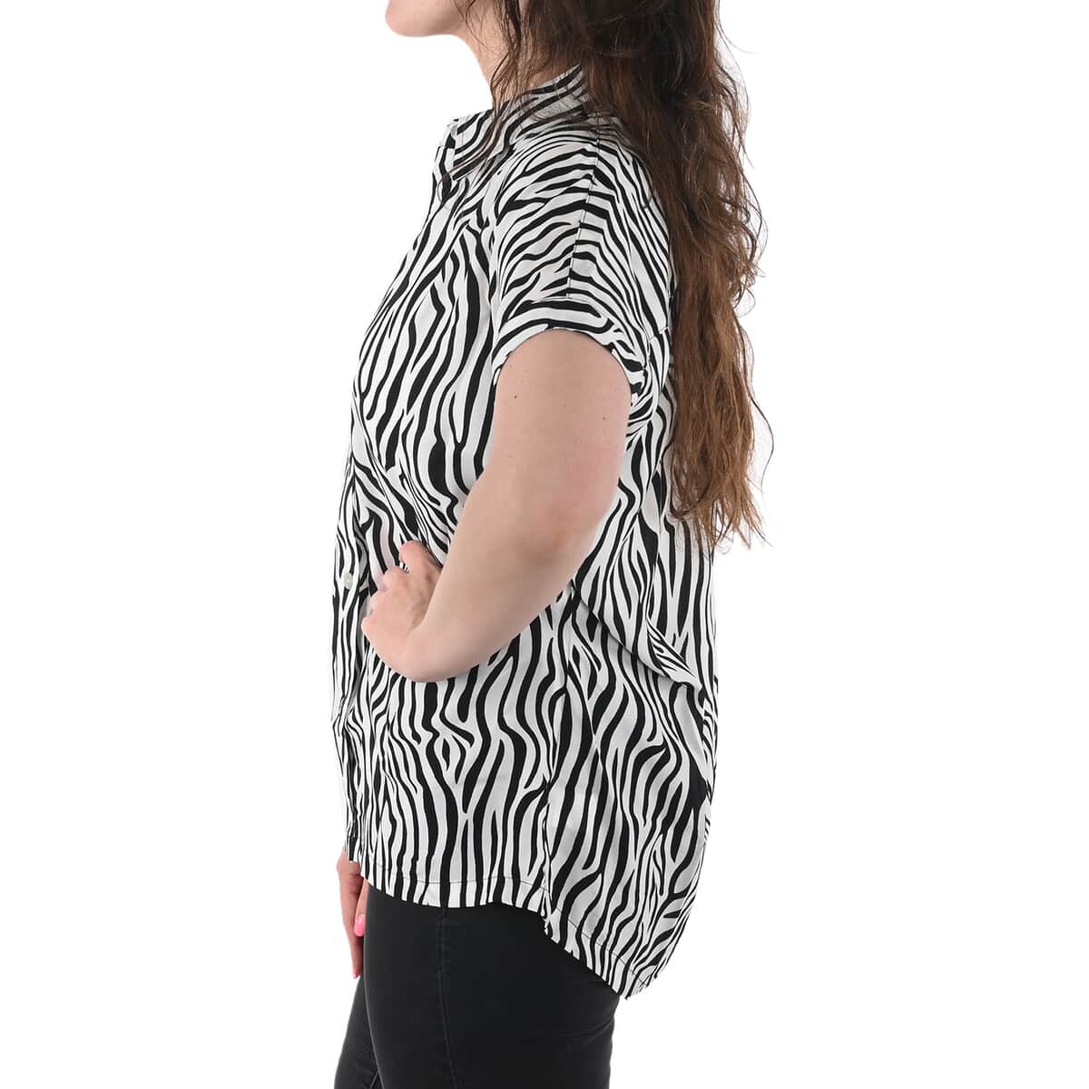 Black Zebra Print 100% Polyester Top - Medium image number 2