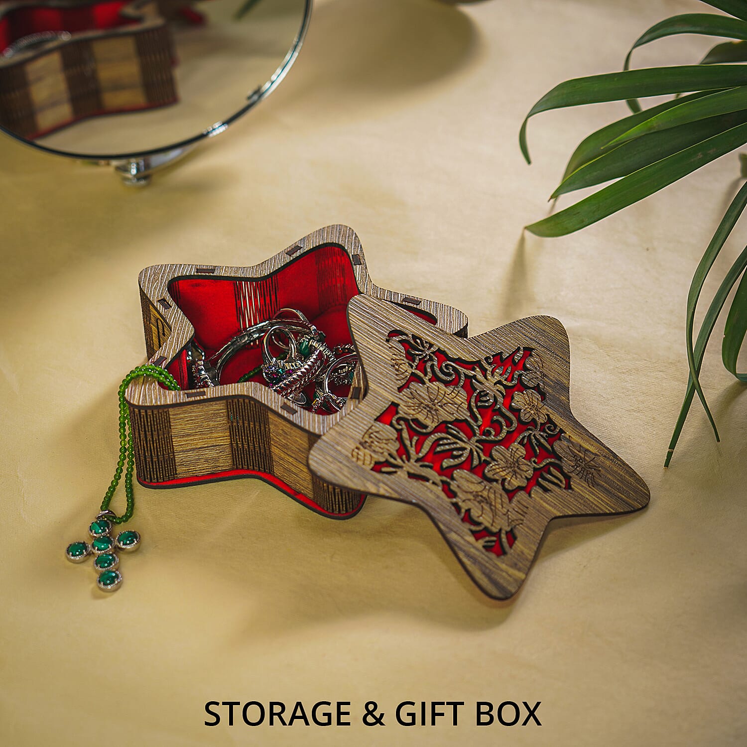 Natural Star Shaped Laminated MDF Storage & Gift Box