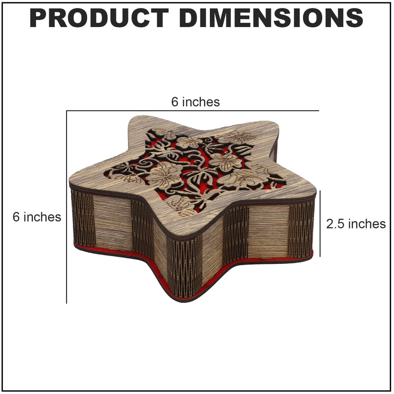 Natural Star Shaped Laminated MDF Storage & Gift Box