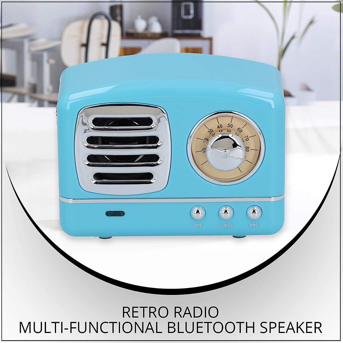 Retro Radio Inspired Multi-functional Bluetooth Speaker- Blue (Battery 400mAh) image number 1