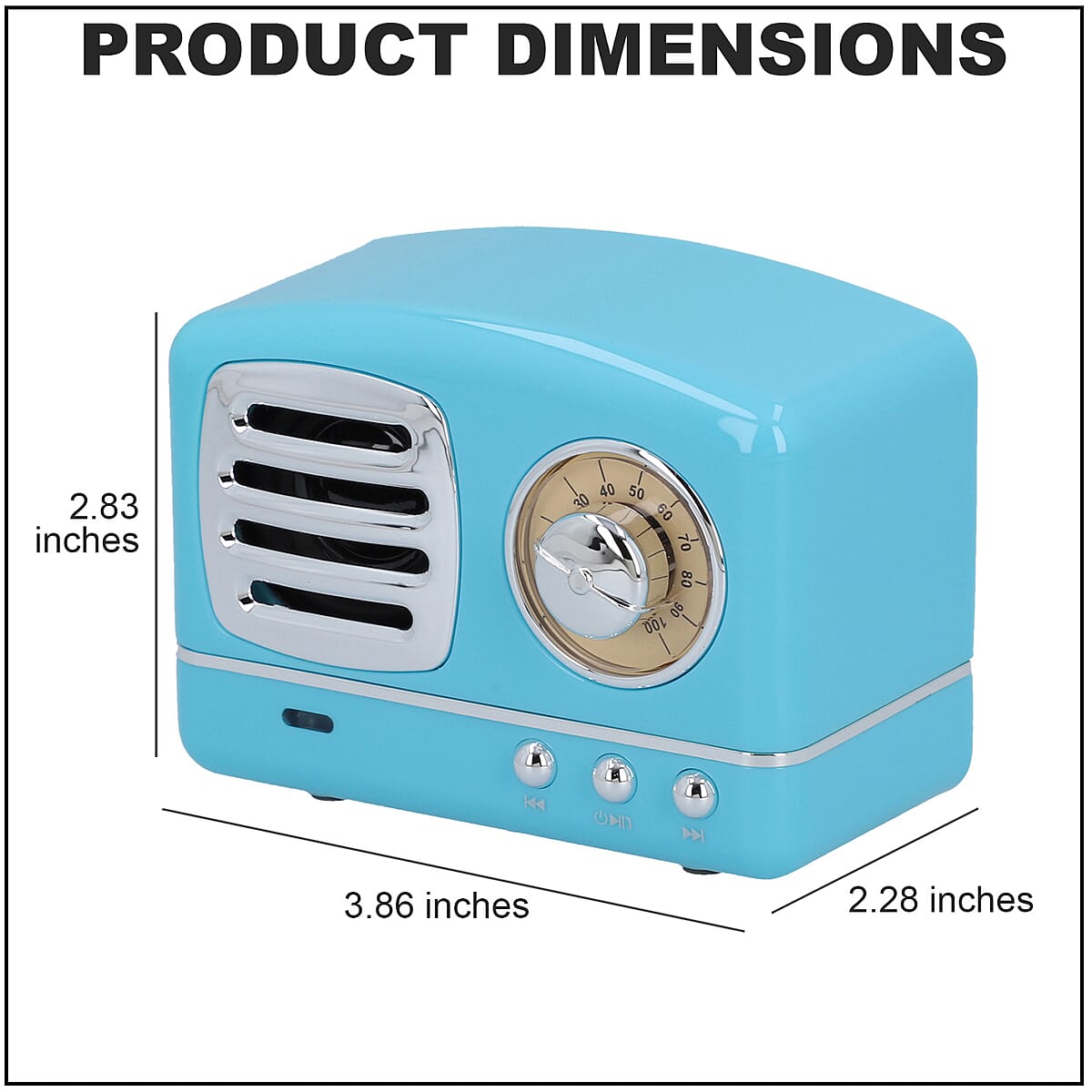 Retro Radio Inspired Multi-functional Bluetooth Speaker- Blue (Battery 400mAh) image number 3