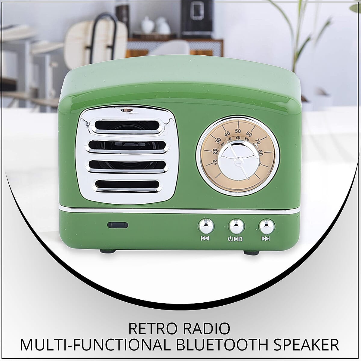 Retro Radio Inspired Multi-functional Bluetooth Speaker- Green (Battery 400mAh) image number 1