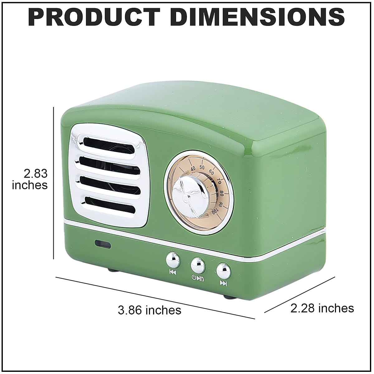 Retro Radio Inspired Multi-functional Bluetooth Speaker- Green (Battery 400mAh) image number 3