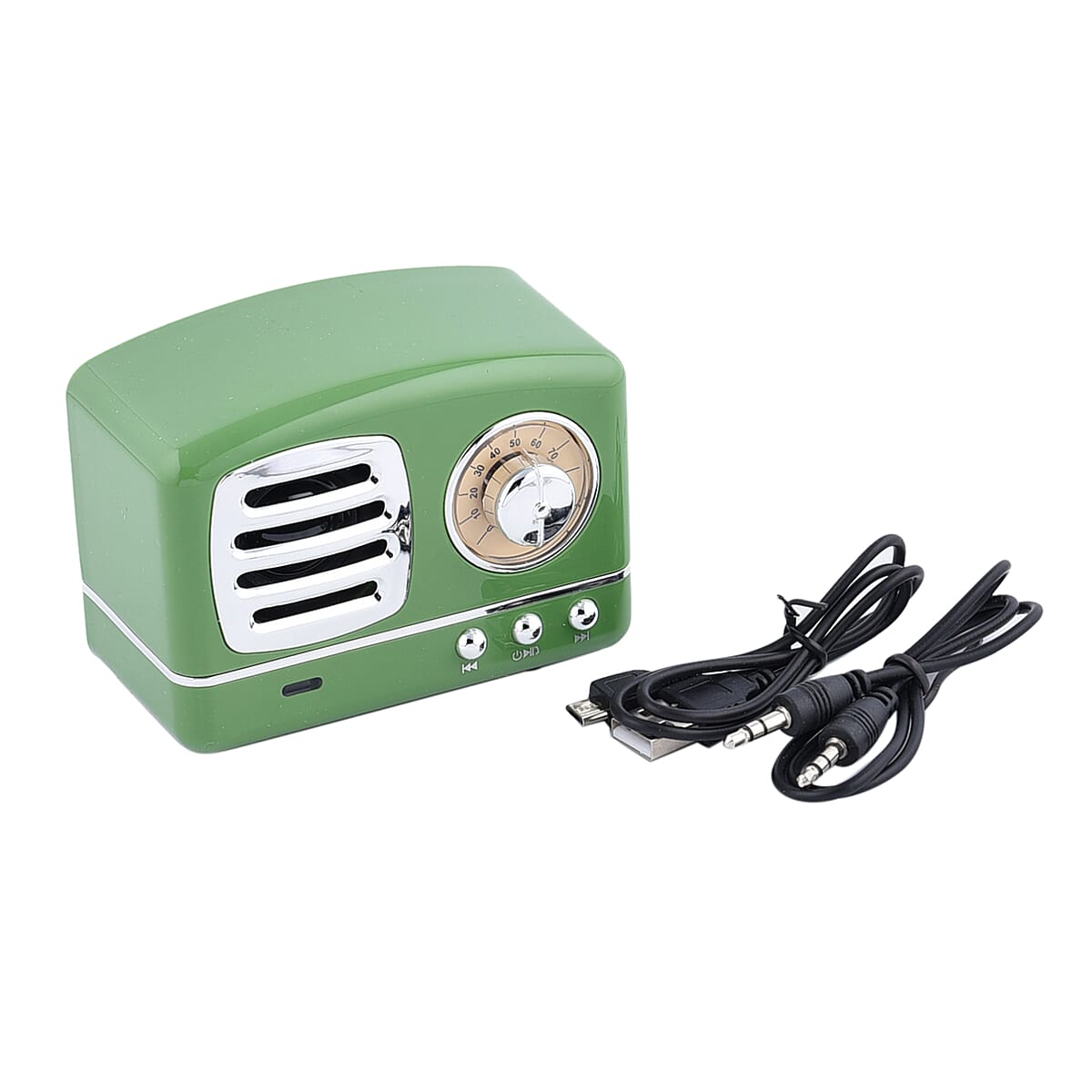 Retro Radio Inspired Multi-functional Bluetooth Speaker- Green (Battery 400mAh) image number 5