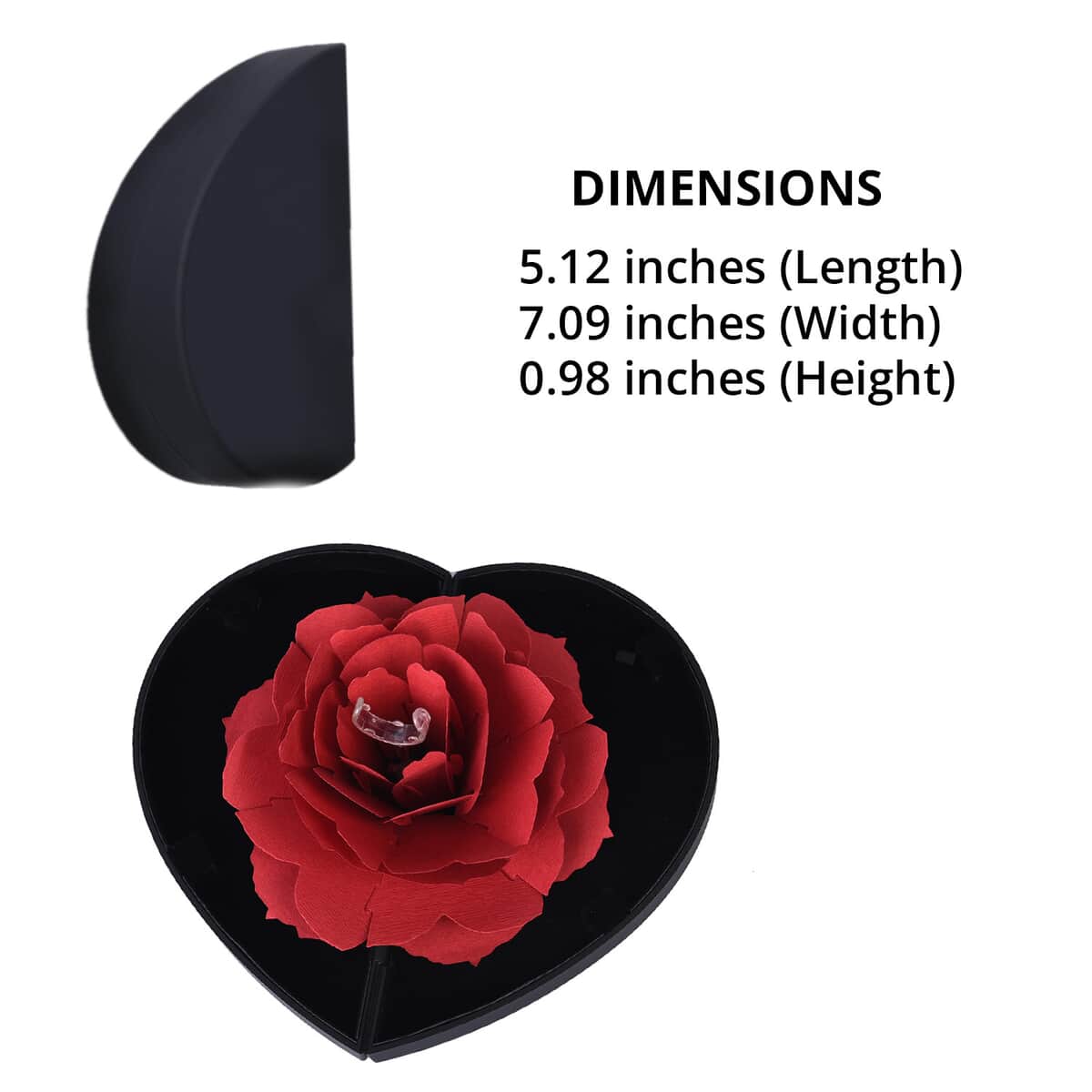 Red and Black 3D Flower Heart-shaped Ring Box image number 3