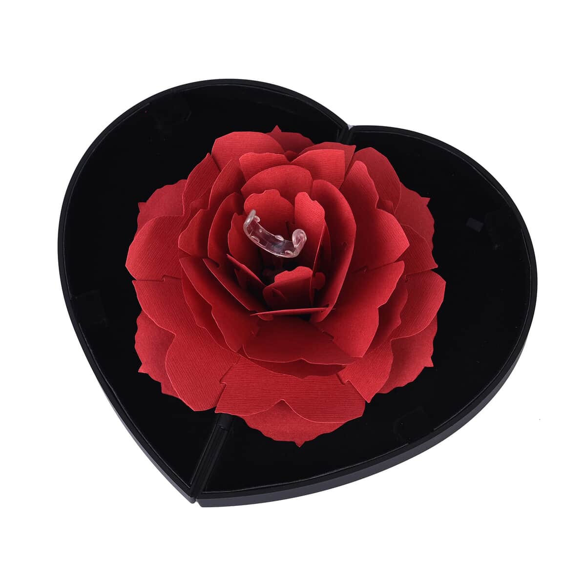 Red and Black 3D Flower Heart-shaped Ring Box image number 5