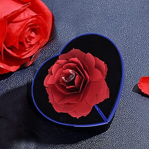 Red and Blue 3D Flower Heart-shaped Ring Box