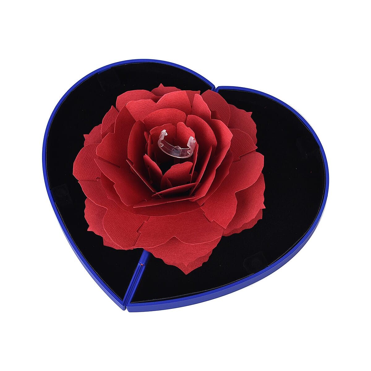 Red and Blue 3D Flower Heart-shaped Ring Box image number 5