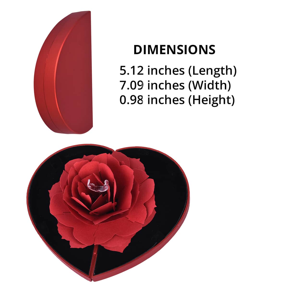 Red 3D Flower Heart-shaped Ring Box image number 3
