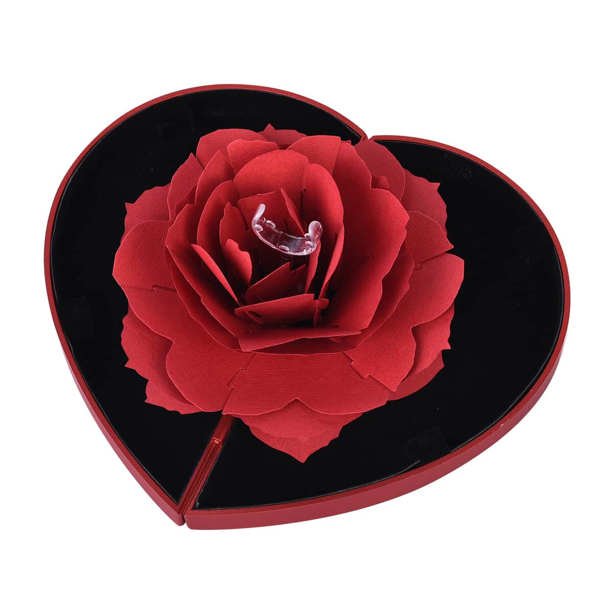Red 3D Flower Heart-shaped Ring Box image number 5