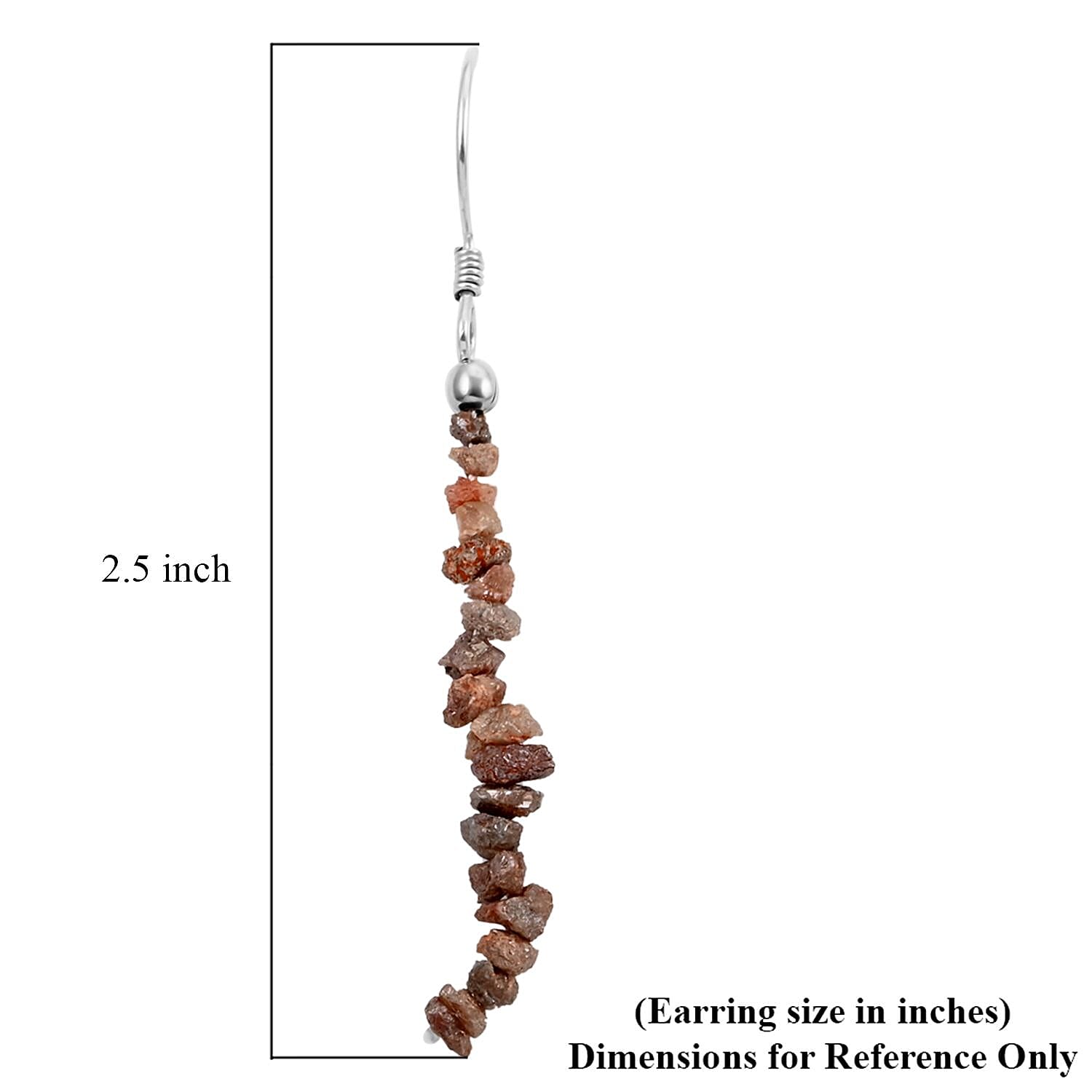 Uncut Natural Pink Diamond Earrings in Platinum Over Sterling Silver 7.50 ctw