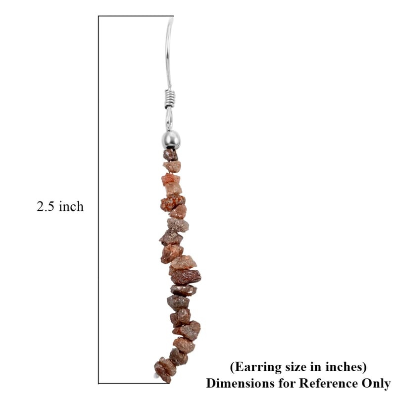 Uncut Natural Pink Diamond Earrings in Platinum Over Sterling Silver 7.50 ctw