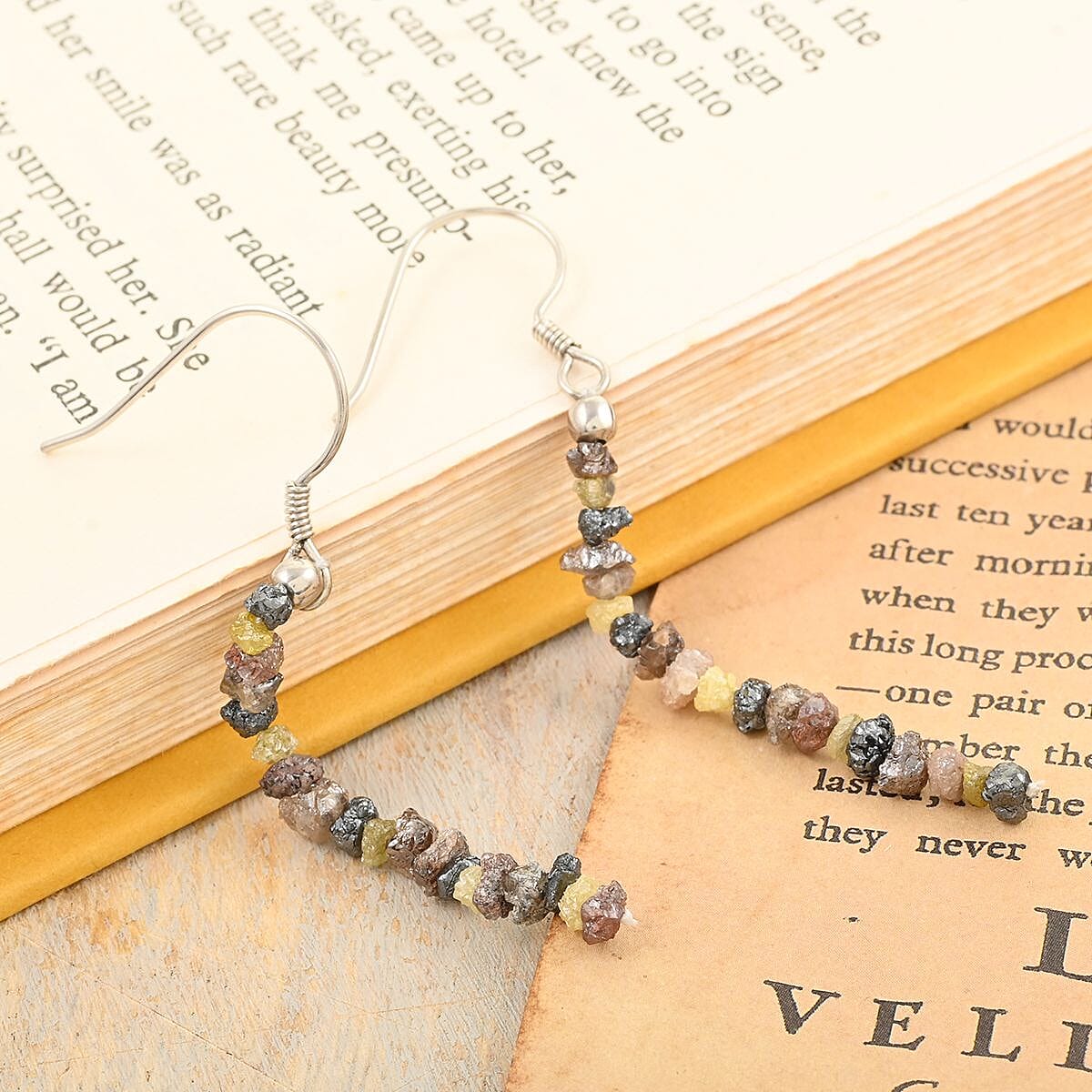 Uncut Multi Color Diamond Earrings in Platinum Over Sterling Silver 7.50 ctw image number 1