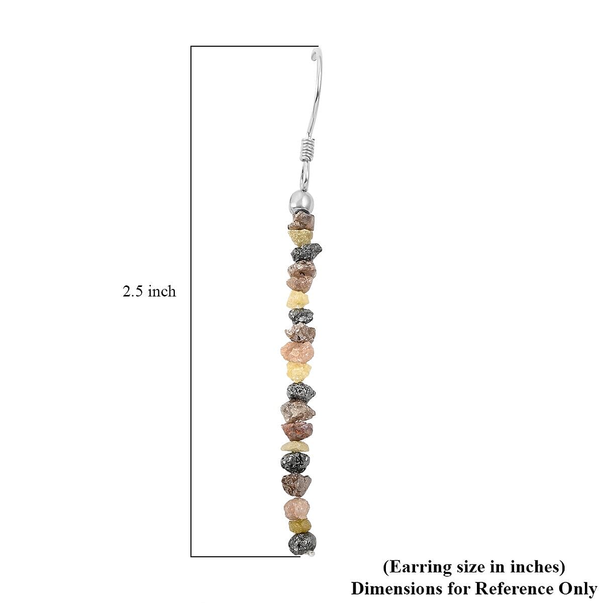 Uncut Multi Color Diamond Earrings in Platinum Over Sterling Silver 7.50 ctw image number 4