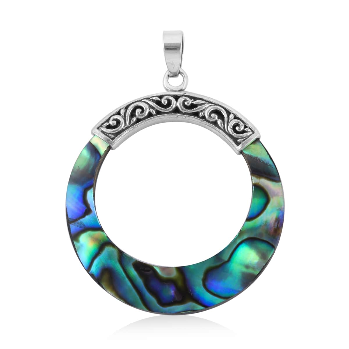 Abalone Shell Circle Pendant in Sterling Silver image number 0