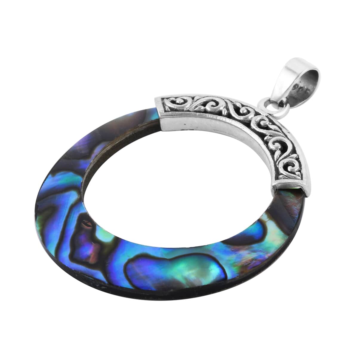 Abalone Shell Circle Pendant in Sterling Silver image number 2
