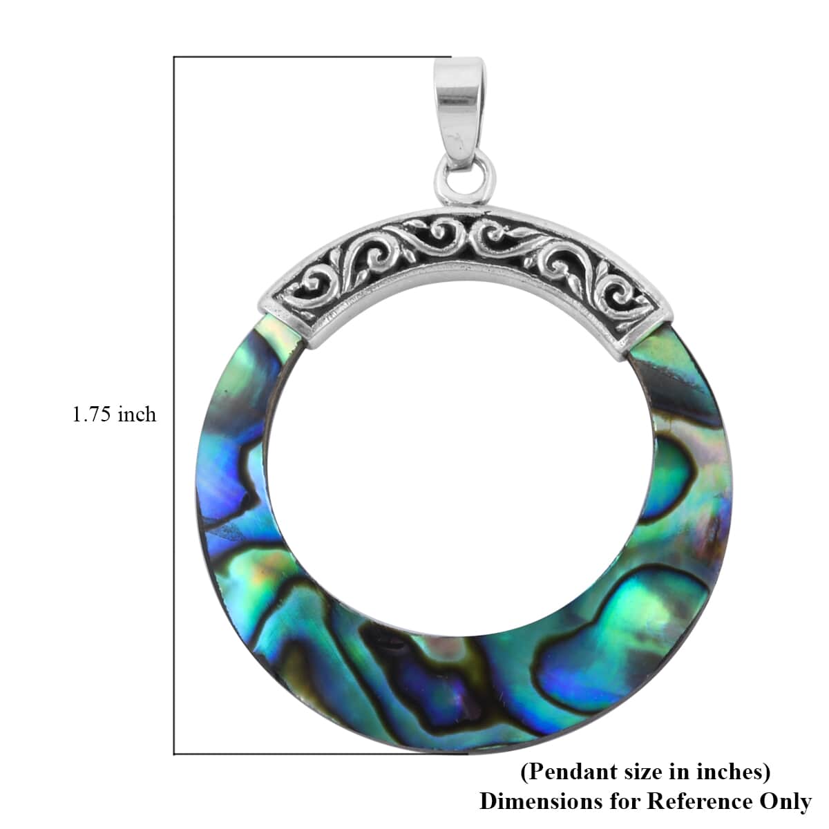 Abalone Shell Circle Pendant in Sterling Silver image number 5