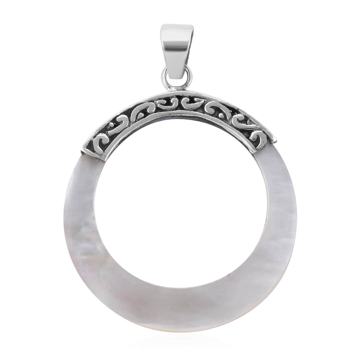 Mother Of Pearl Circle Pendant in Sterling Silver image number 0