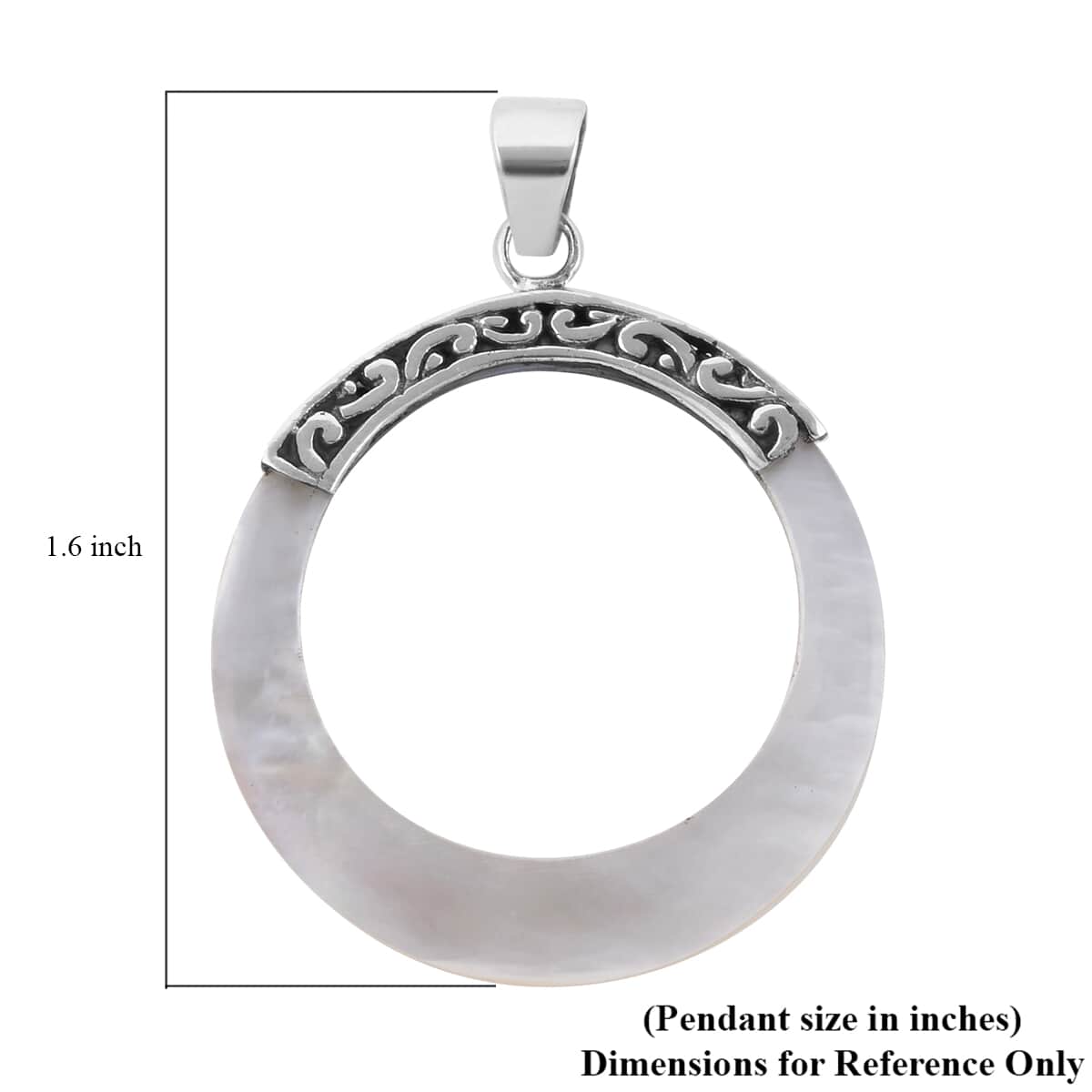 Mother Of Pearl Circle Pendant in Sterling Silver image number 4