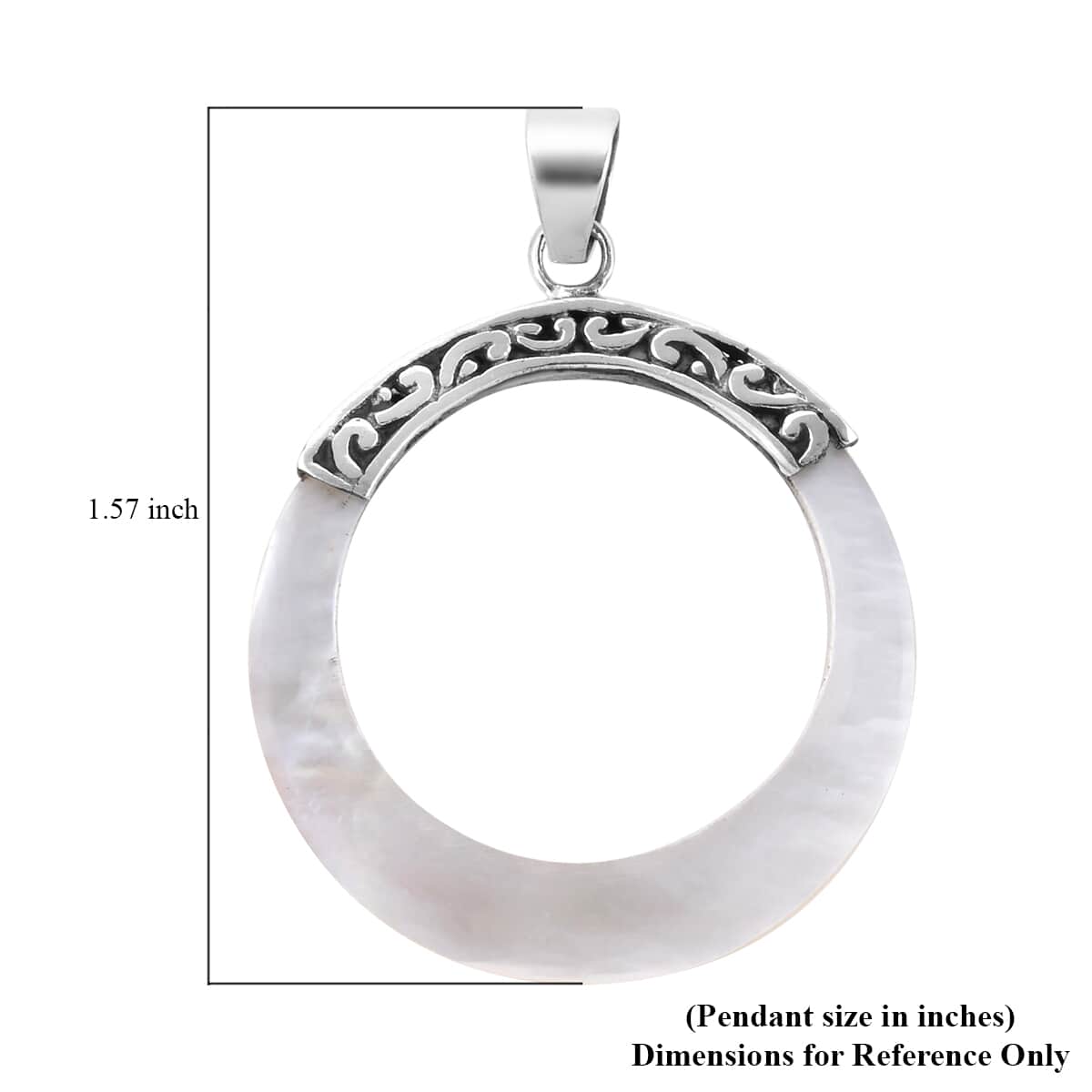 Mother Of Pearl Circle Pendant in Sterling Silver image number 5