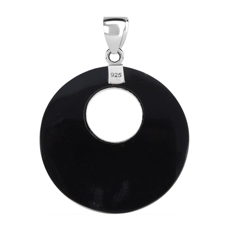 Abalone Shell Disc Scroll Pendant without Chain in Sterling Silver