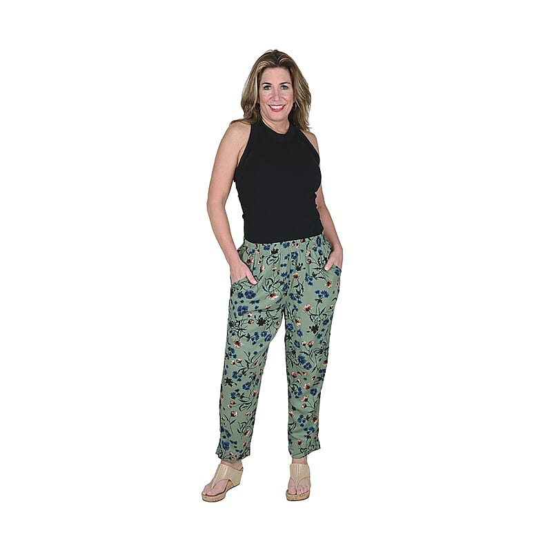 JESSICA SIMPSON Sage Floral  Soft Woven Jogger - L
