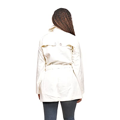 JOU JU White Button-up Trench Coat - 1X