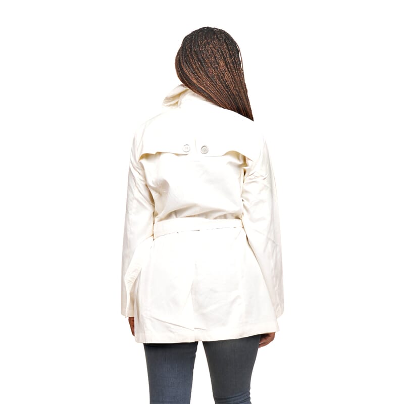 JOU JU White Button-up Trench Coat - 1X