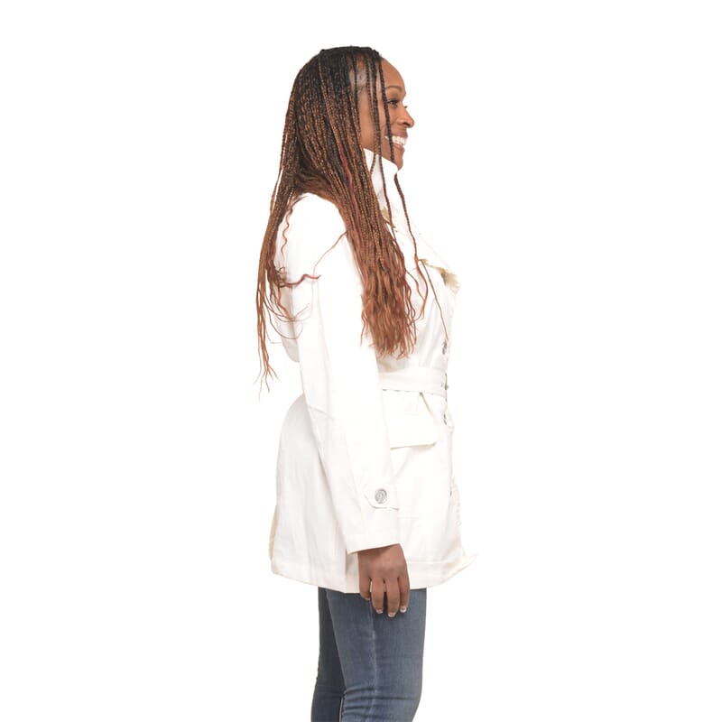 JOU JU White Button-up Trench Coat - 1X