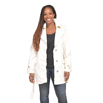 JOU JU White Button-up Trench Coat - 1X