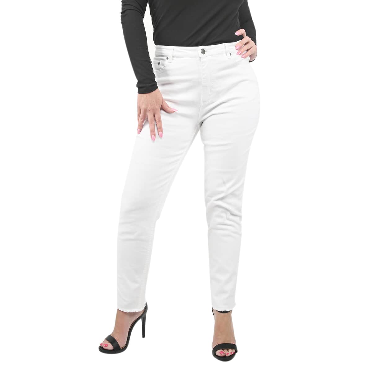 Halston White Denim Skinny High Waist Jeans - Size 8 image number 0