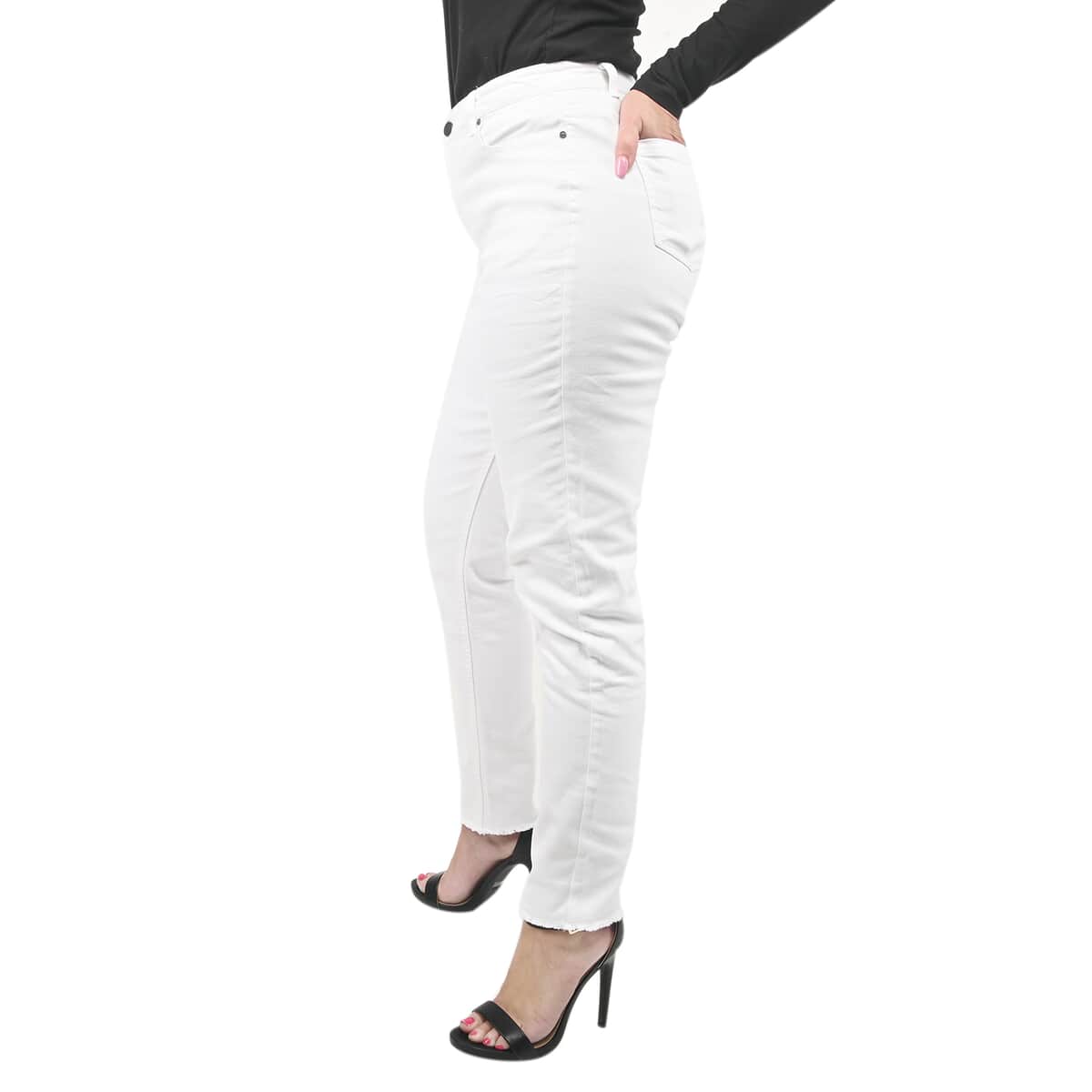 HALSTON White Denim Skinny High Waist Jeans - Size 8 image number 2