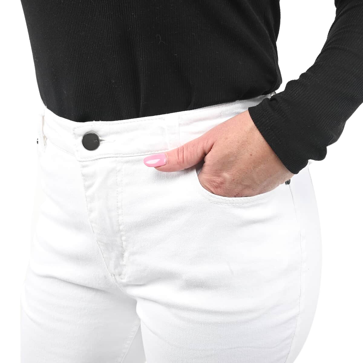 Halston White Denim Skinny High Waist Jeans - Size 8 image number 3