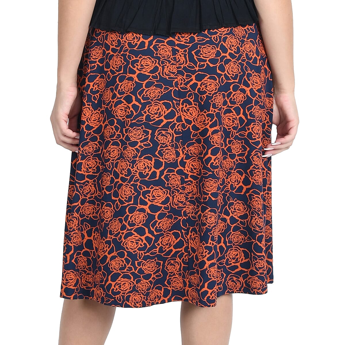 JOVIE Red Abstract Print Midi Skirt -M image number 1