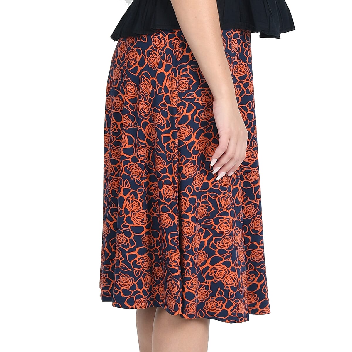 JOVIE Red Abstract Print Midi Skirt -M image number 2