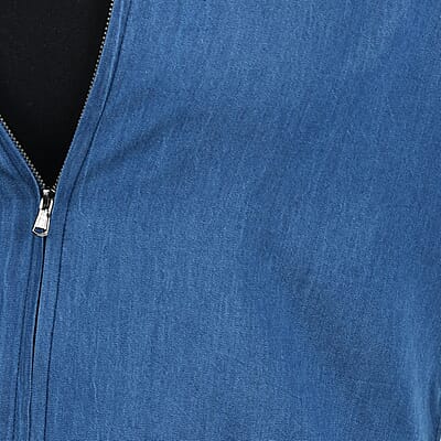 JOVIE Blue Denim Zip-Front Top - L