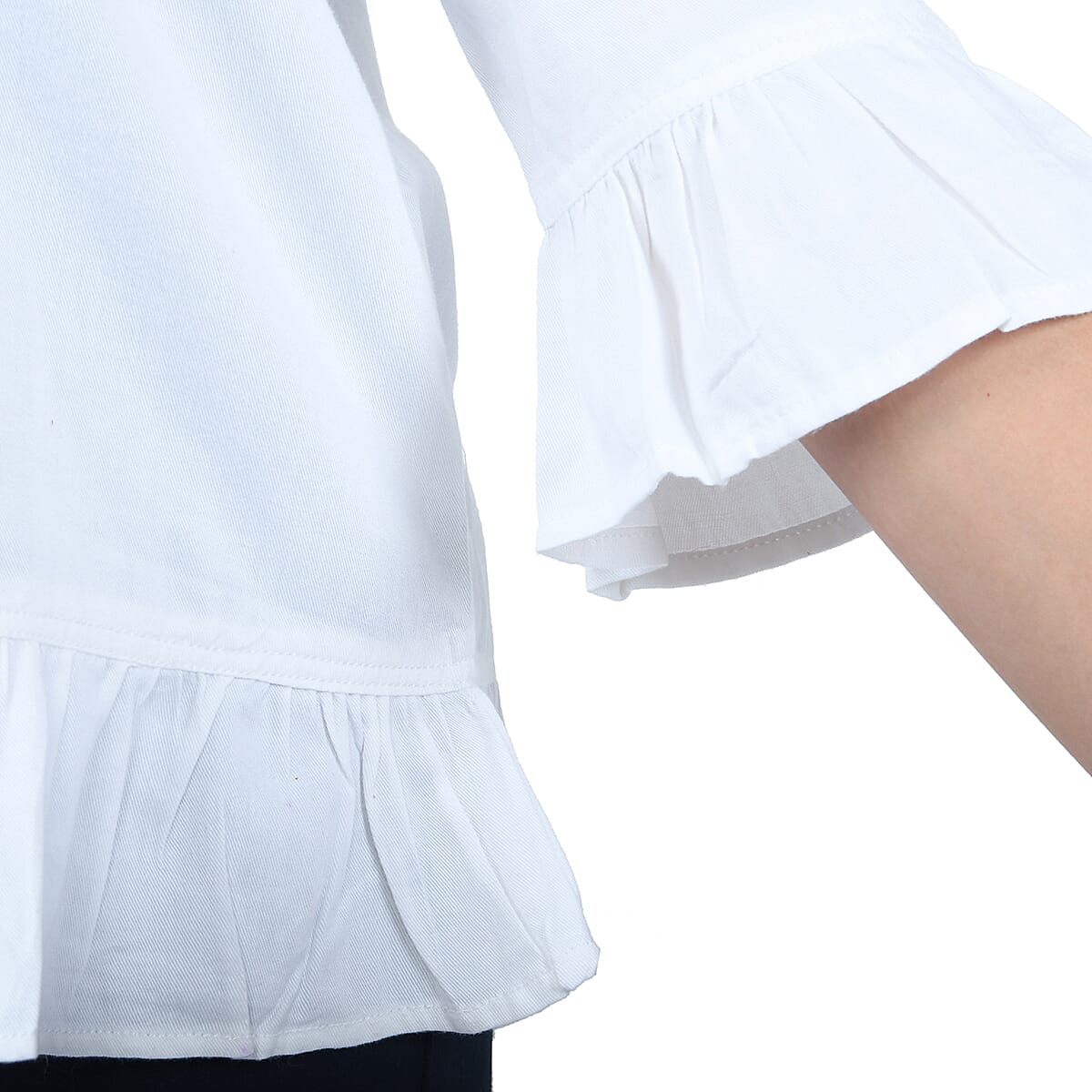 JOVIE White Denim Zip-Front Top - L image number 3