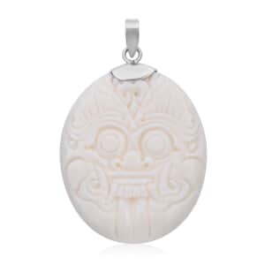 Carved Bone Pendant in Sterling Silver