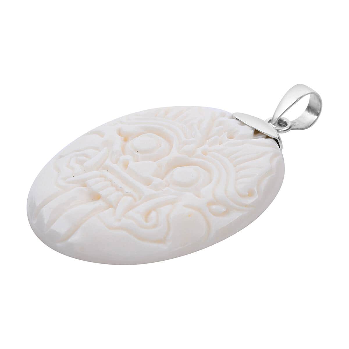 Carved Bone Pendant in Sterling Silver image number 3