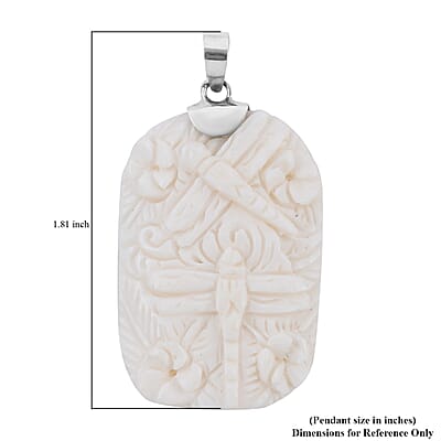 Carved Bone Dragonfly Pendant in Sterling Silver