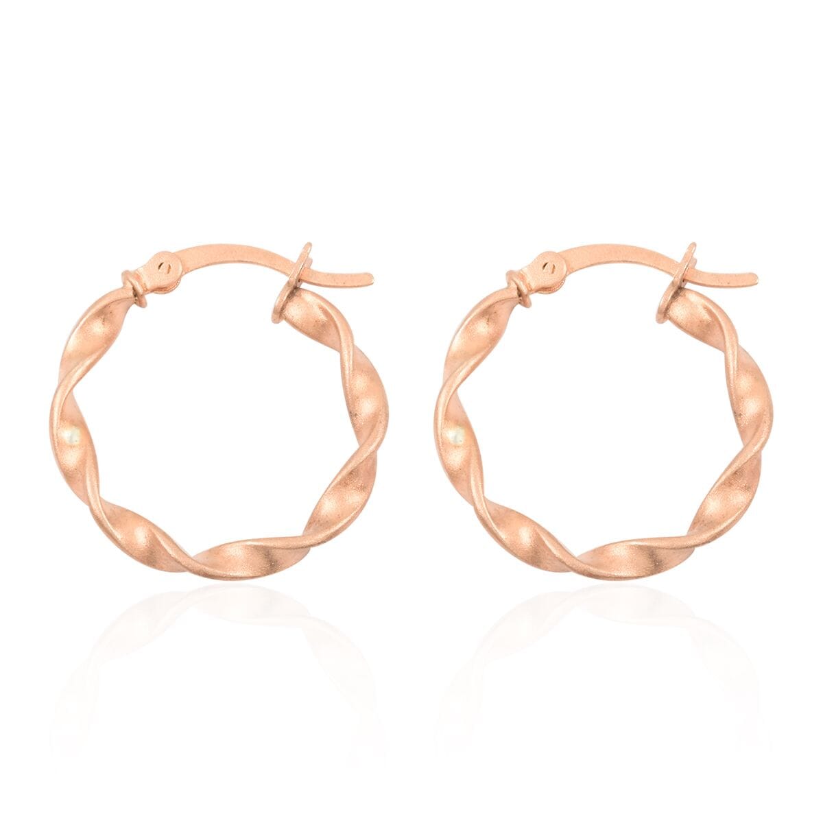 14K Rose Gold  Over Sterling Silver Scalloped Hoop Earrings 1.40 Grams image number 4