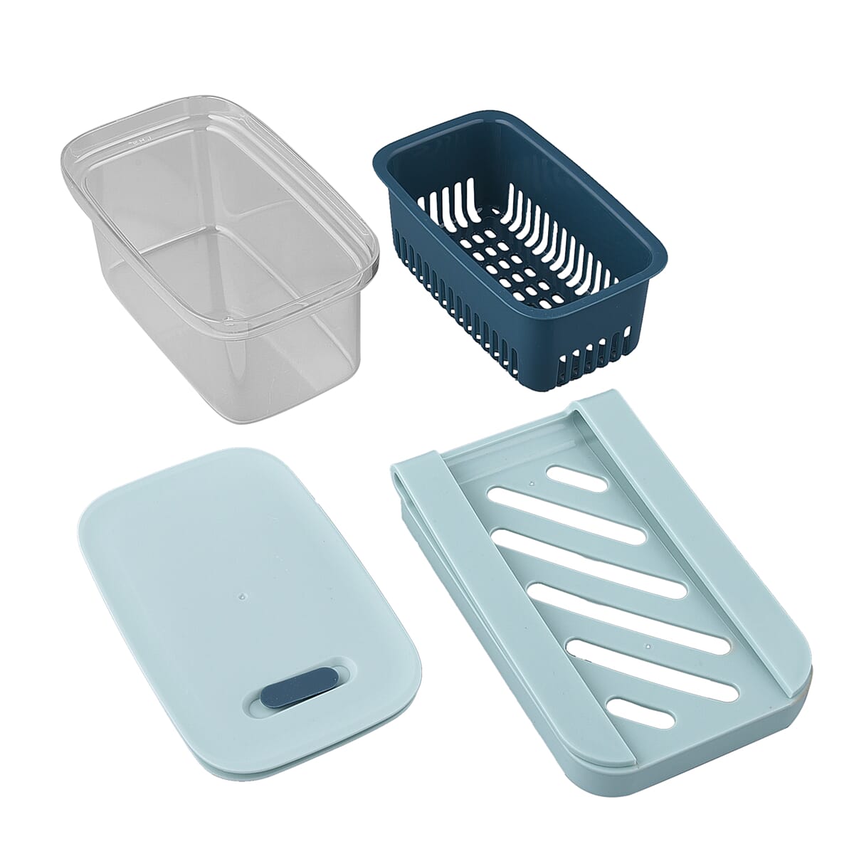 Set of 3 Blue Refrigerator Storage Drawers image number 4