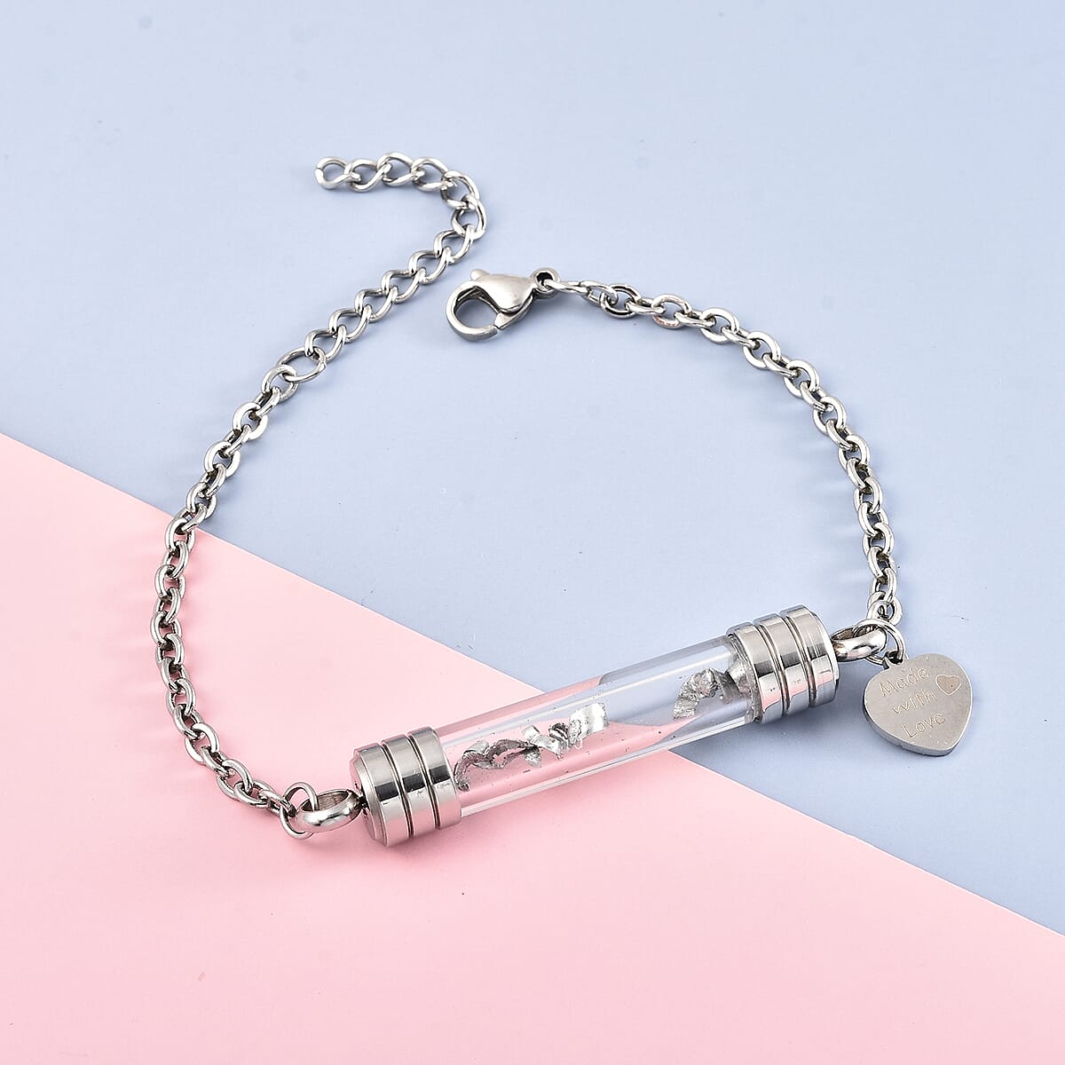 CHERYL PICK Marvelous Meteorite, Glass Bottle Bracelet with Dainty Charm in Stainless Steel (7.00-8.50In) image number 1