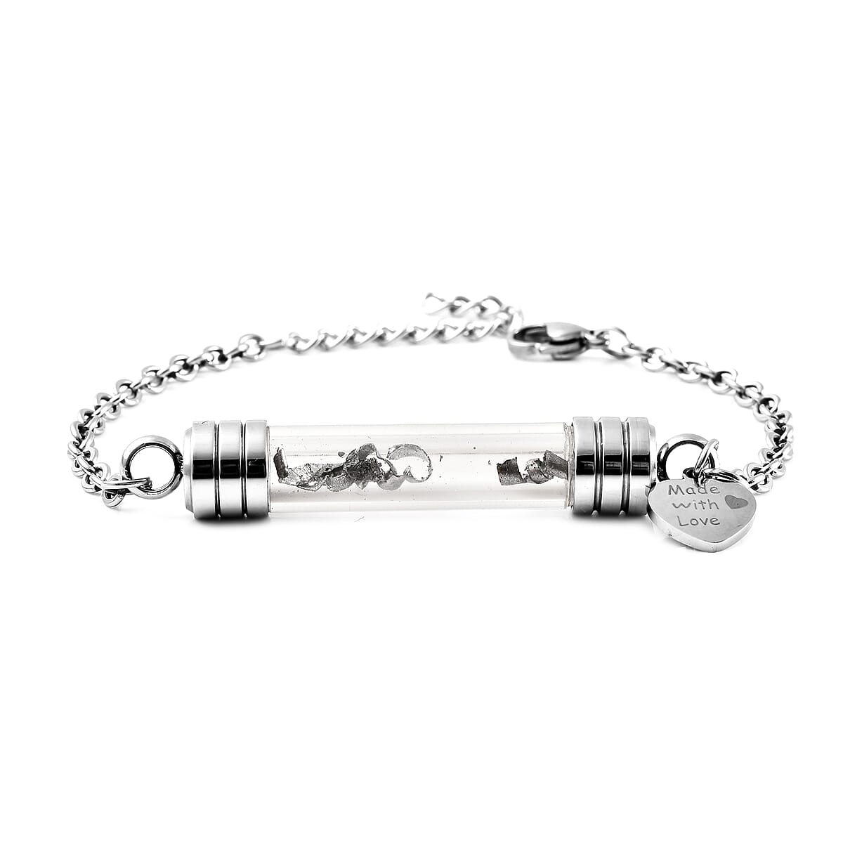 CHERYL PICK Marvelous Meteorite, Glass Bottle Bracelet with Dainty Charm in Stainless Steel (7.00-8.50In) image number 2