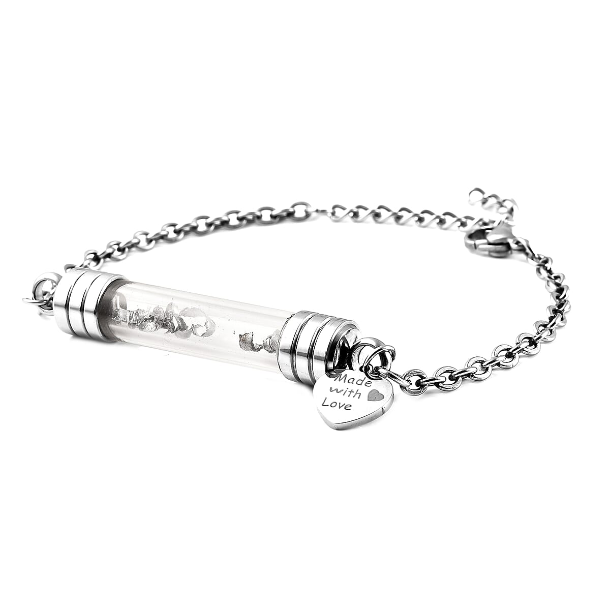 CHERYL PICK Marvelous Meteorite, Glass Bottle Bracelet with Dainty Charm in Stainless Steel (7.00-8.50In) image number 3