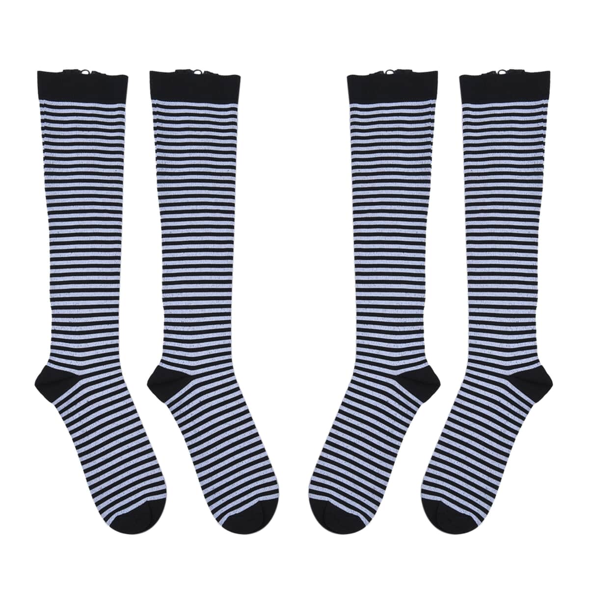 Set of 2 Black and White Spandex & Nylon 15-20mmHg Compression Socks with Zipper - XXL image number 0