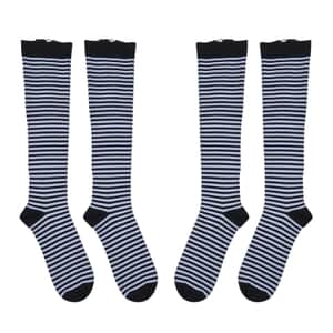 Set of 2 Pairs Black and White Zipper Compression Socks (XXL)-15-20mmHg
