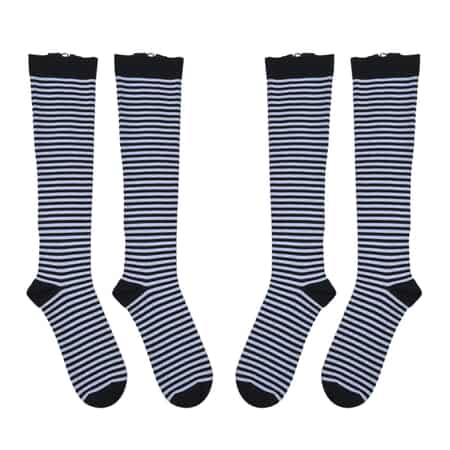 Buy Set of 2 Pairs Black and White Zipper Compression Socks (S/M)-15-20mmHg  at ShopLC.