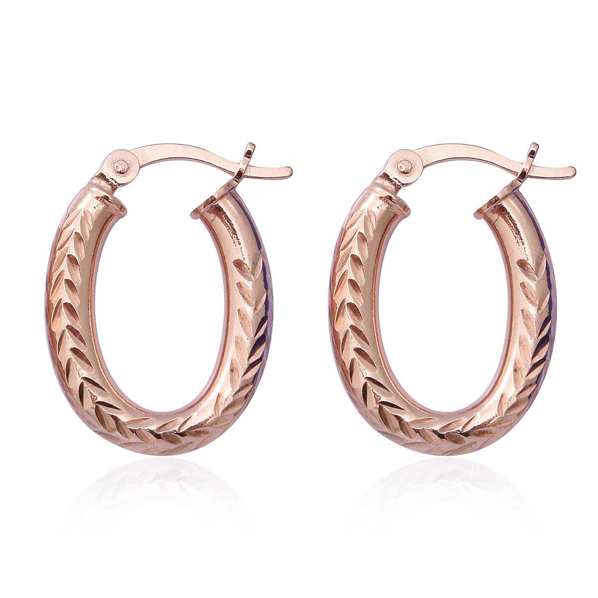 14K Rose Gold Over Sterling Silver Hoop Earrings